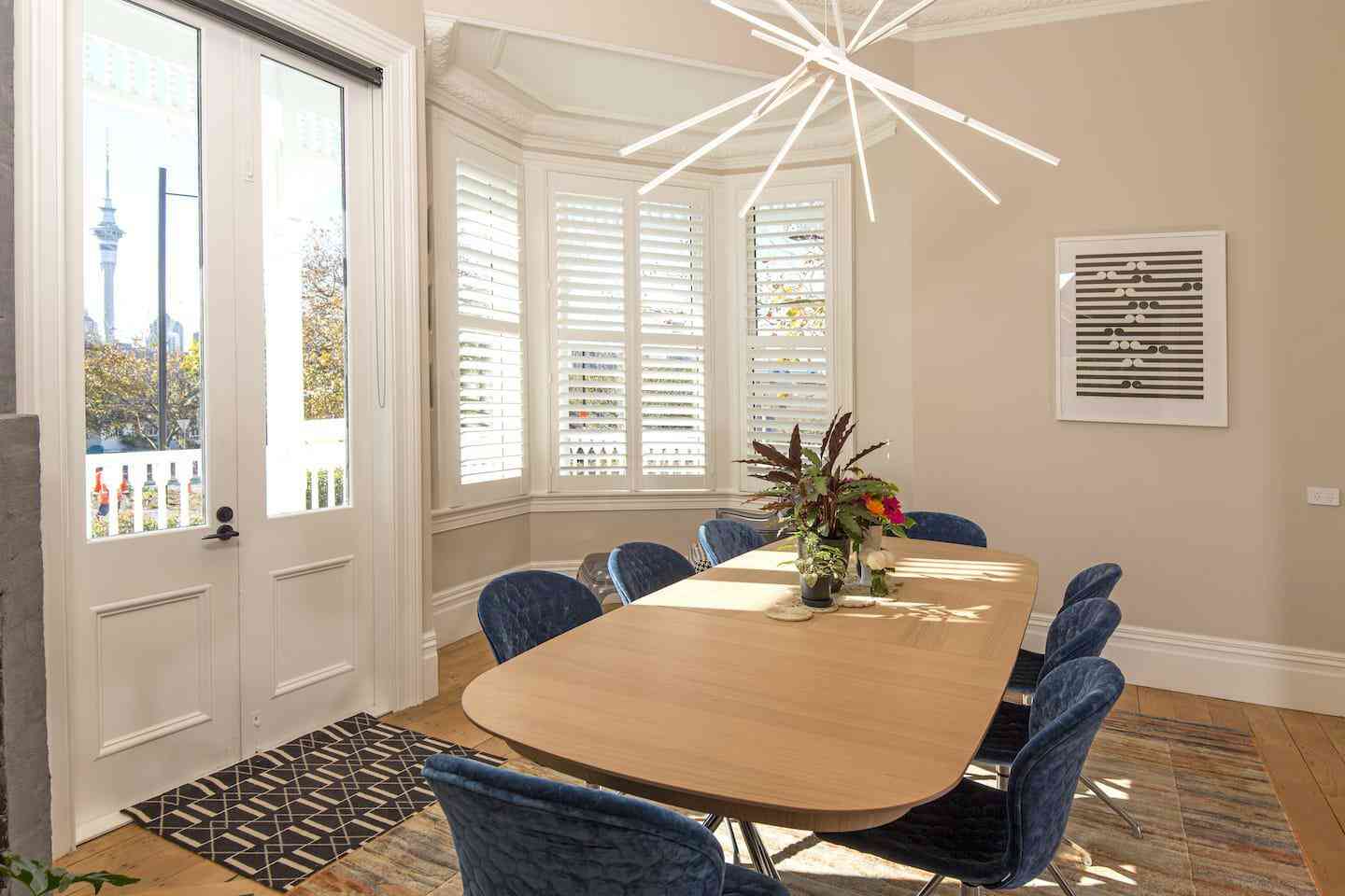 Dining Room Blinds Wooden Table