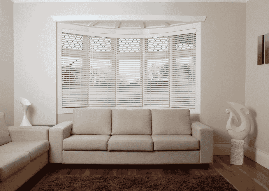 Clean wooden blinds with natural finish