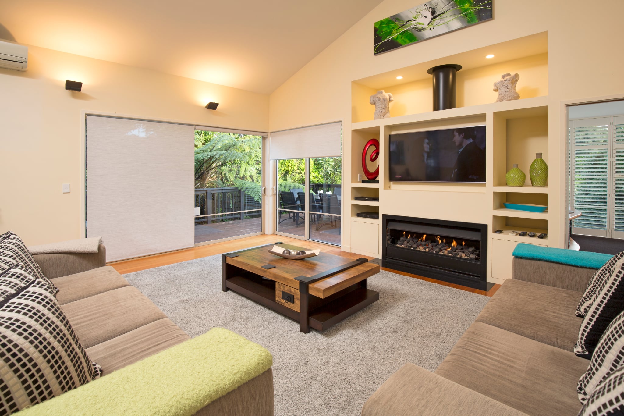 modern interior with roller blinds
