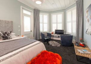 plantation shutters and curtains